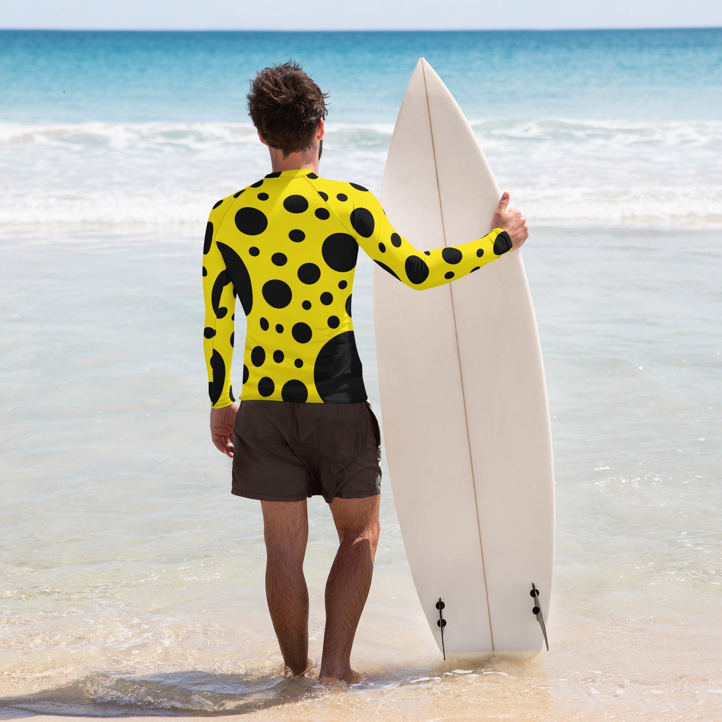 Surf in Style: Men's High-Performance Rash Guard - Dotted Sunshine