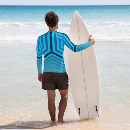 Surf in Style: Men's High-Performance Rash Guard - Aqua Flow