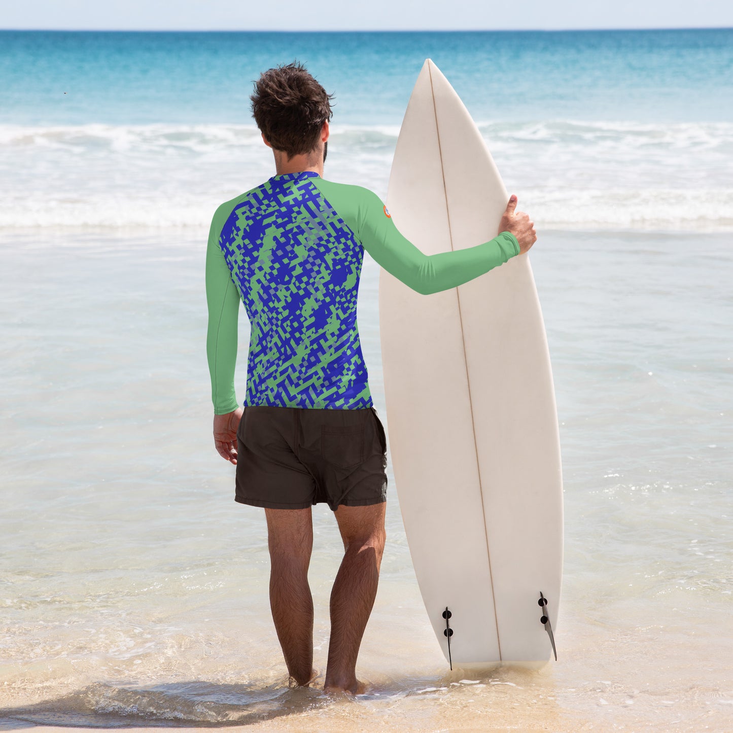 Surf in Style: Men's High-Performance Rash Guard - Aqua Fusion