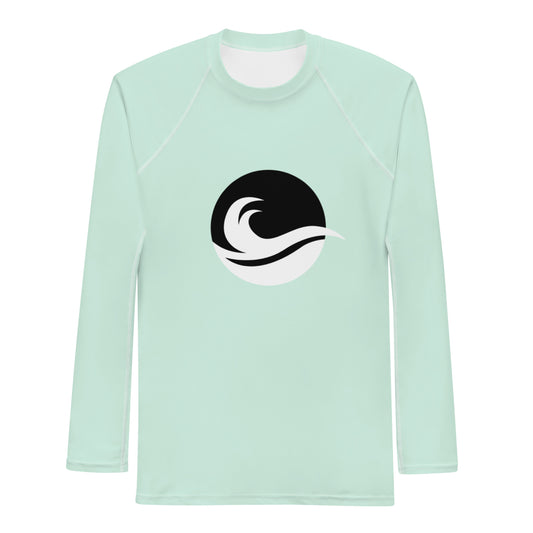 Surf in Style: Men's High-Performance Rash Guard - Minty Wave