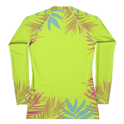 Surf in Style: Women's High-Performance Rash Guard - Electric Jungle