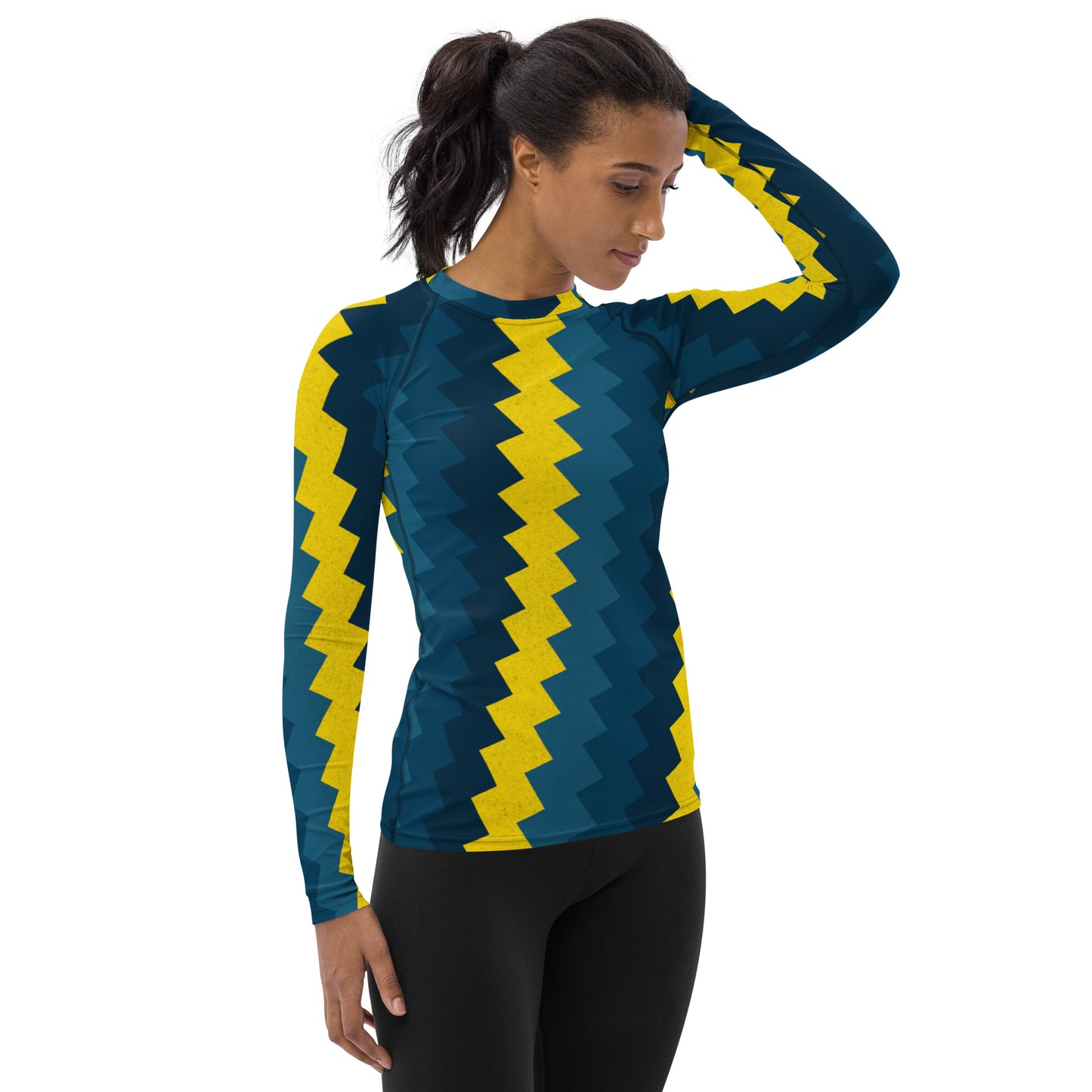 Surf in Style: Women's High-Performance Rash Guard - Electric Avenue