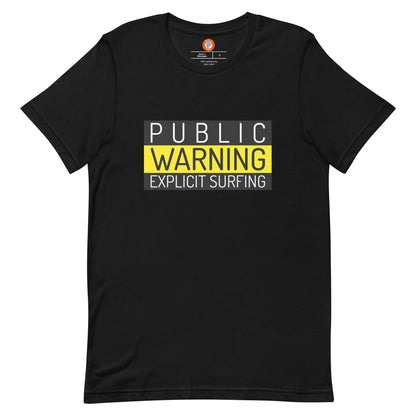 Men's Surfing Graphic Tee - Public Warning Explicit Surfing