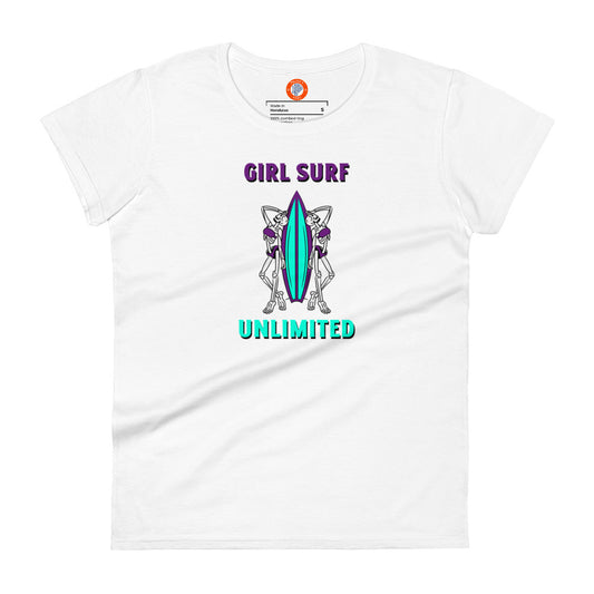 Women's Surfing Graphic Tee - Girl Surf Unlimited